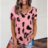 Leopard Texture Print Loose Short Sleeve T-Shirt for Ladies (Color:Pink Size:XL)