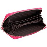 Genuine Cowhide Leather Litchi Texture Zipper Long Style Card Holder Wallet RFID Blocking Coin Purse Card Bag Protect Case with Hand Strap for Women  Size: 20*10.5*3cm(Magenta)