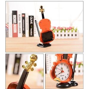 Multi-functional Originality Violin Electronics Pointer Alarm Clock with Pen Holder (Red)