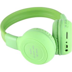 BS-N65 Headband Folding Stereo HiFi Wireless Headphone Headset with LCD Screen & TF Card Slot & LED Indicator Light & FM Function(Green)