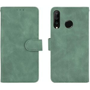 For Huawei P30 Lite / nova 4e Solid Color Skin Feel Magnetic Buckle Horizontal Flip Calf Texture PU Leather Case with Holder & Card Slots & Wallet(Green)