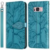 For Samsung Galaxy S8+ Life of Tree Embossing Pattern Horizontal Flip Leather Case with Holder & Card Slot & Wallet & Photo Frame & Lanyard(Lake Blue)