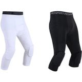 High Elastic Lycra Honeycomb Crash Pants Men Basketball Fitness Seven-tenths Sweatpants  Specification: M(White)