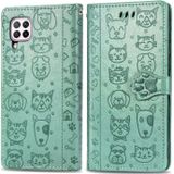 For Huawei P40 Lite/Nova 7i/Nova 6se Cute Cat and Dog Embossed Horizontal Flip Leather Case with Bracket / Card Slot / Wallet / Lanyard(Green)