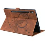For Samsung Galaxy Tab S7 T870 SM-T875 SM-T876B Love Butterfly Pattern Horizontal Flip Leather Case with Holder(Brown)