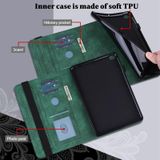 Lace Flower Embossing Pattern Horizontal Flip Leather Case with Holder & Card Slots & Wallet & Photo Frame & Sleep / Wake-up Function For Amazon Kindle Fire HD 10 2019 / 2018 / 2017 / 2016(Green)