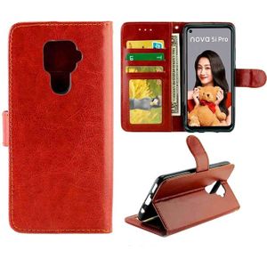 For Huawei Nova 5i Pro Crazy Horse Texture Horizontal Flip Leather Case with Holder & Card Slots & Wallet & Photo Frame(Brown)