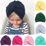 Baby Hat Cotton Soft Turban Knot Summer Bohemian Kids Girls Newborn Cap(Navy Blue)