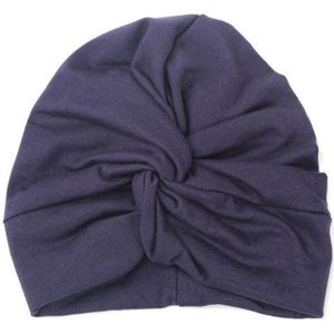 Baby Hat Cotton Soft Turban Knot Summer Bohemian Kids Girls Newborn Cap(Navy Blue)