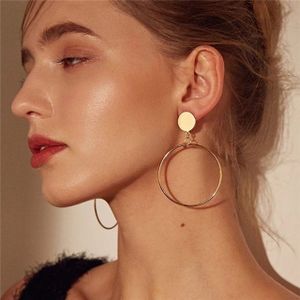 Geometric Big Round Earrings Big Hollow Drop Earrings(Gold)