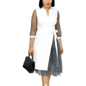 Elegent fashion stijl vrouwen afdrukken jurk  maat: M (wit)