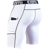 SIGETU Quick-drying Stretch Tights Five Pants (Color:White Size:L)