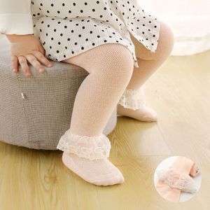 Spring And Autumn Thin Breathable Girl Mesh Pantyhose Lace Baby Tights  Size:24/26(Orange Lace)