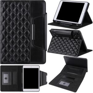 Checkered Pattern Horizontal Flip Leather Case with Holder & Card Slots & Hand Strap For iPad mini 5 / 4(Black)