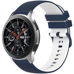 Voor Samsung Galaxy Watch 46 mm 22 mm geruite tweekleurige siliconen horlogeband (donkerblauw + wit)