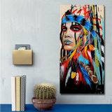 Modern Wall Art Prints Coloful Girl Feathered Women Canvas Painting For Living Room Home Decor  Size:40X80cm