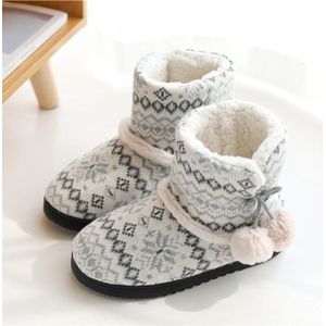 Winter high-top katoenen slippers katoenen slippers met hiel fluweel dikke soled indoor warme schoenen  maat: 37-38 (lichtgrijs)