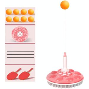 Household Suction Cup Self-Training Elastic Flexible Shaft Children Parent-Child Training Table Tennis Trainer  Style: 3 Poles 8 Balls  (Pink)