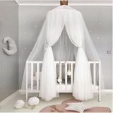 Baby Bed Curtain Hung Dome Mosquito Net Girls Crown Hanging Net Princess Tents(White)