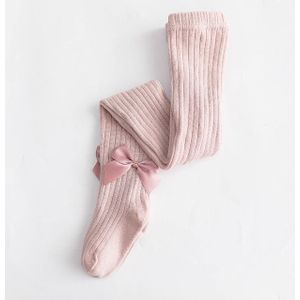 Baby Cotton Leggings Bow Knit Children Pantyhose  Size:12-24 Months(Lotus Color)