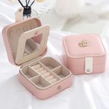 XH-001 Simple Creative Travel Portable Leather Earrings Jewelry Box  Specification: 11x11x5.8 cm(Pink)