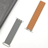 Voor Apple Watch Ultra 49 mm magnetische siliconen horlogeband met omgekeerde gesp (zilveren gesp grijsbruin)