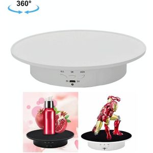 20cm USB Electric Rotating Turntable Display Stand Video Shooting Props Turntable for Photography  Load: 8kg(White Base White Velvet)