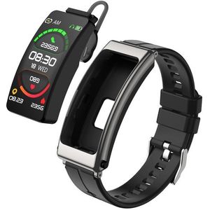 K13 1 14 inch siliconen band oortelefoon afneembaar smartwatch ondersteuning Bluetooth-oproep (zwart zilver)