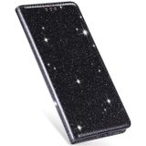 For iPhone X / XS Ultrathin Glitter Magnetic Horizontal Flip Leather Case with Holder & Card Slots(Black)