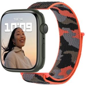 Nylon Loop Watch Band For Apple Watch Series 7 45mm / 6&SE&5&4 44mm / 3&2&1 42mm(Orange Camouflage)