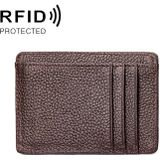 KB37 Antimagnetic RFID Litchi Texture Leather Card Holder Wallet Billfold for Men and Women (Coffee)