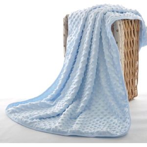 Spring and Autumn Double Layer Baby Knitted Fleece Blanket Bedding(Blue)