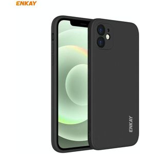 For iPhone 12 Hat-Prince ENKAY ENK-PC068 Liquid Silicone Straight Edge Shockproof Protective Case(Black)