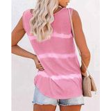 Loose Tie-dye Striped Printed Vest T-shirt for Ladies (Color:Pink Size:XL)