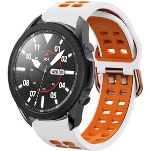 For Samsung Galaxy Watch 5 Pro  45mm 20mm Breathable Two-Color Silicone Watch Band(White+Orange)