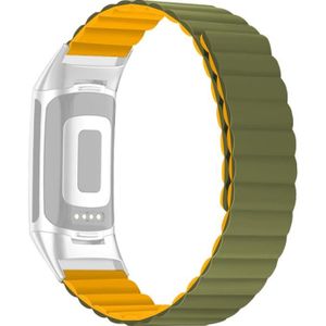 Voor Fitbit Charge 5 Silicone Magnetic Watchband (Leger Groen)