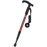 JUNGLELEOPARD Four-Section Curved Handle Aluminum Alloy Trekking Pole  Length: 52-110cm(Red)