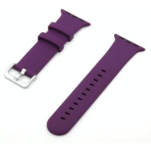 Silver Buckle Silicone Replacement Strap Watchband For Apple Watch Series 7 & 6 & SE & 5 & 4 40mm  / 3 & 2 & 1 38mm(Purple)
