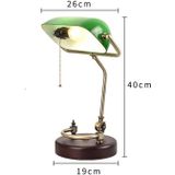 Green Lampshade Bedroom Reading Eye Protection Retro Bedside Table Lamp without Light Source  Size: EU Plug