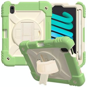 Schokbestendige PC + Siliconencombinatie Case met Houder & Handriem & Schouderriem voor iPad Mini 6 (Matcha Green)