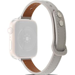 Dubbele klinknagels lederen horlogeband voor Apple Watch Series 7 45mm / 6 & SE & 5 & 4 44mm / 3 & 2 & 1 42mm