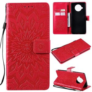 For Xiaomi Mi 10T Lite 5G Sun Embossing Pattern Horizontal Flip Leather Case with Card Slot & Holder & Wallet & Lanyard(Red)
