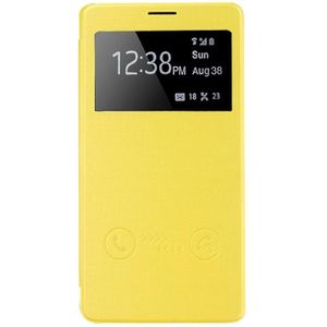 Horizontal Flip Leather Case with Call Display ID for Galaxy Note 4(Yellow)