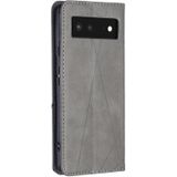 Voor Google Pixel 6 Prismatische Onzichtbare Magnetische Horizontale Flip Phone Lederen Case met Houder & Card Slots & Fotolijst