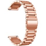 Applicable To Ticwatch Generation / Moto360 Second Generation 460 / Samsung GearS3 / Huawei GT Universal 22mm Stainless Steel Metal Strap Butterfly Buckle Three Beads(rose gold)