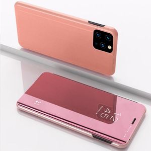 For Xiaomi Mi 11 Pro Plated Mirror Horizontal Flip Leather Case with Holder(Rose Gold)
