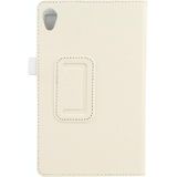 For Lenovo Tab M8 Litchi Texture Solid Color Horizontal Flip Leather Case with Holder & Pen Slot(White)