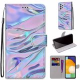 For Samsung Galaxy A33 5G Coloured Drawing Cross Texture Horizontal Flip PU Phone Leather Case with Holder & Card Slots & Wallet & Lanyard(Colorful Layer(Fluorescent Water Pattern)