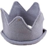 Children Crown Shape Visor Cap Birthday Hat Woolen Hat(Gray)