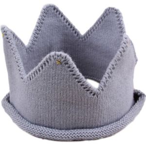 Children Crown Shape Visor Cap Birthday Hat Woolen Hat(Gray)